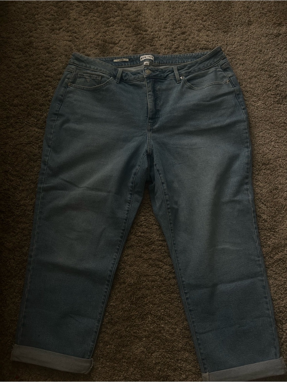 Ava & Viv Women's Dark Blue Boyfriend Jeans with Rolled Cuffs